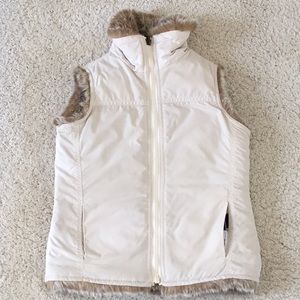 Vintage Gap Kids Reversible Cream Beige Reversible Faux Fur Vest S (6/7)